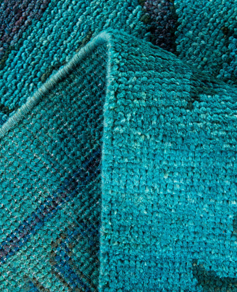 Overdyed One-of-a-Kind Hand-Knotted Area Rug Green, 8' 3" x 9' 8"
