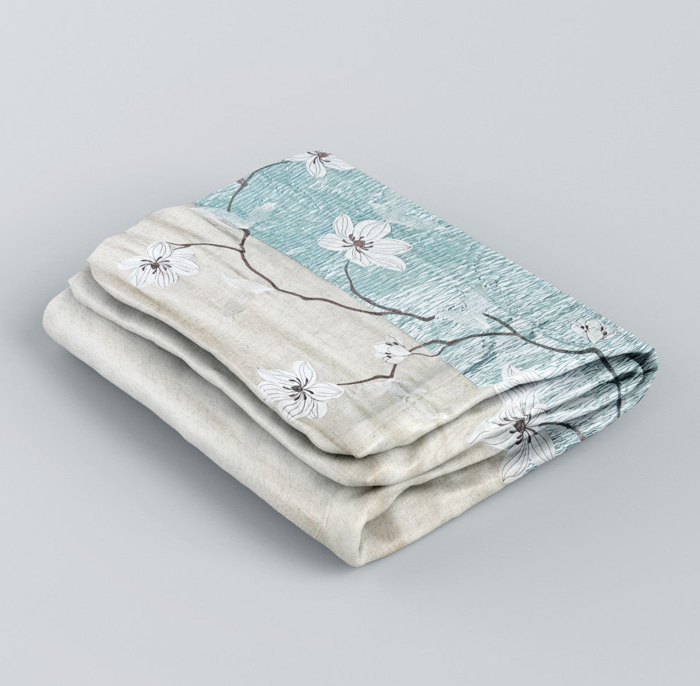 Magnolia Vine Fabric Shower Curtain, Blue, 72"x72"