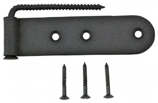 Black Shutter Gate Strap Hinge 4" L Galvanized Steel Wrought Iron Pack of 3