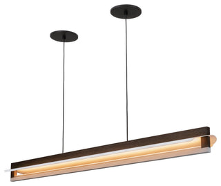 Nubis Linear Pendant, Dark Stained Walnut, Black Canopy, Split Canopy, LED, 3500k