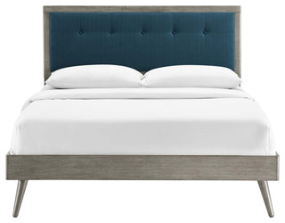 Willow Queen Wood Platform Bed With Splayed Legs Gray Azure