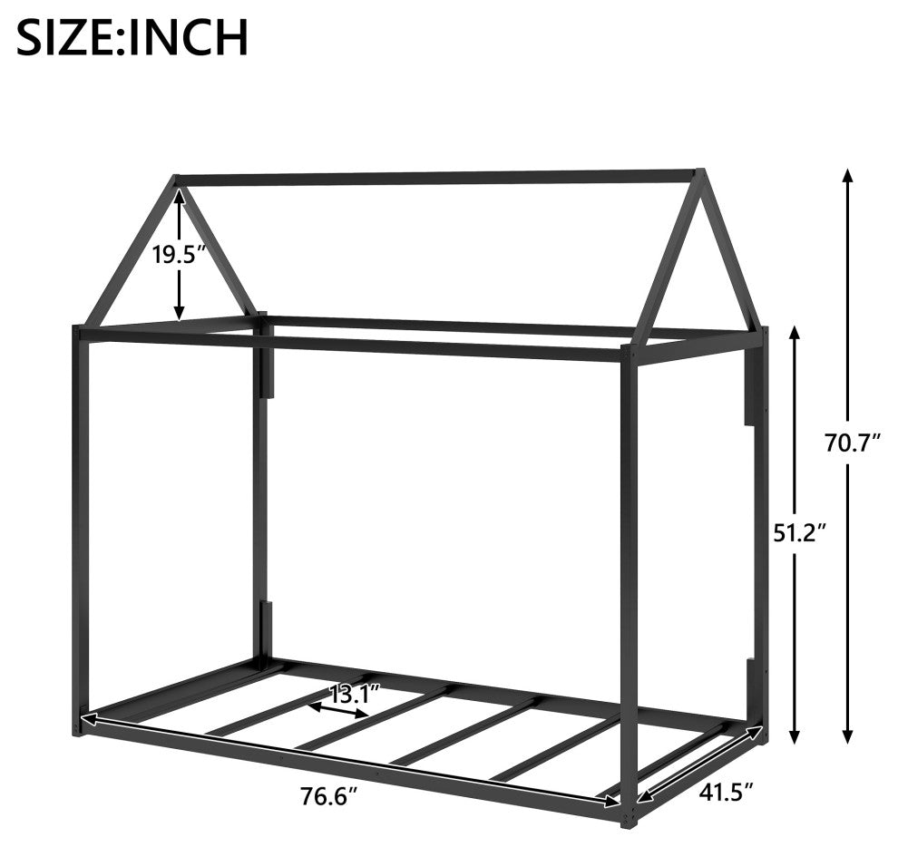 Metal House Shape Platform Bed, twin