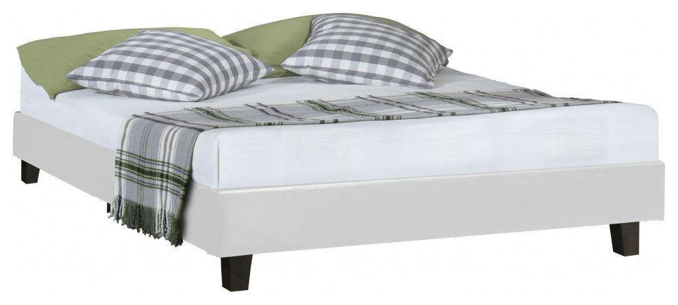 White Platform King Bed With Two Nightstands