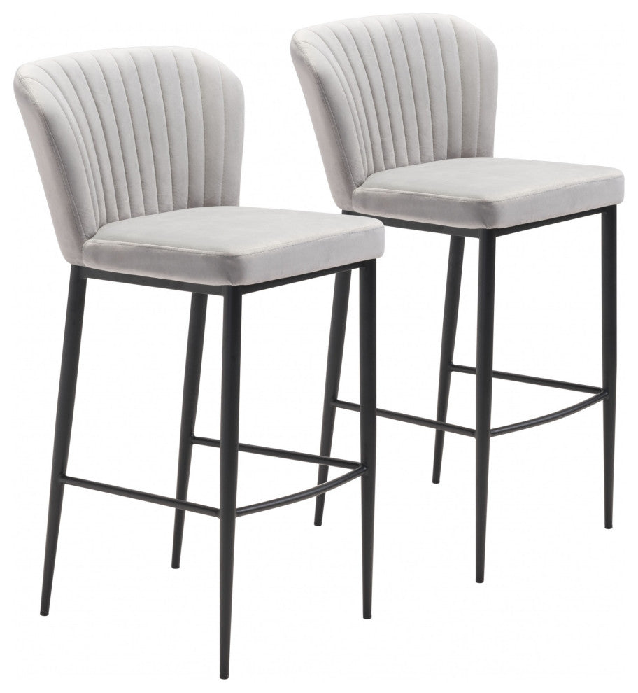 Set of Two Light Gray Sea Shell Bar Chairs
