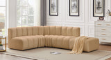 Arc Velvet Upholstered 5-Pc. L-Shaped Modular Sectional, Camel