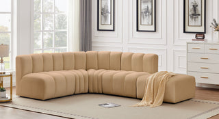 Arc Velvet Upholstered 5-Pc. L-Shaped Modular Sectional, Camel