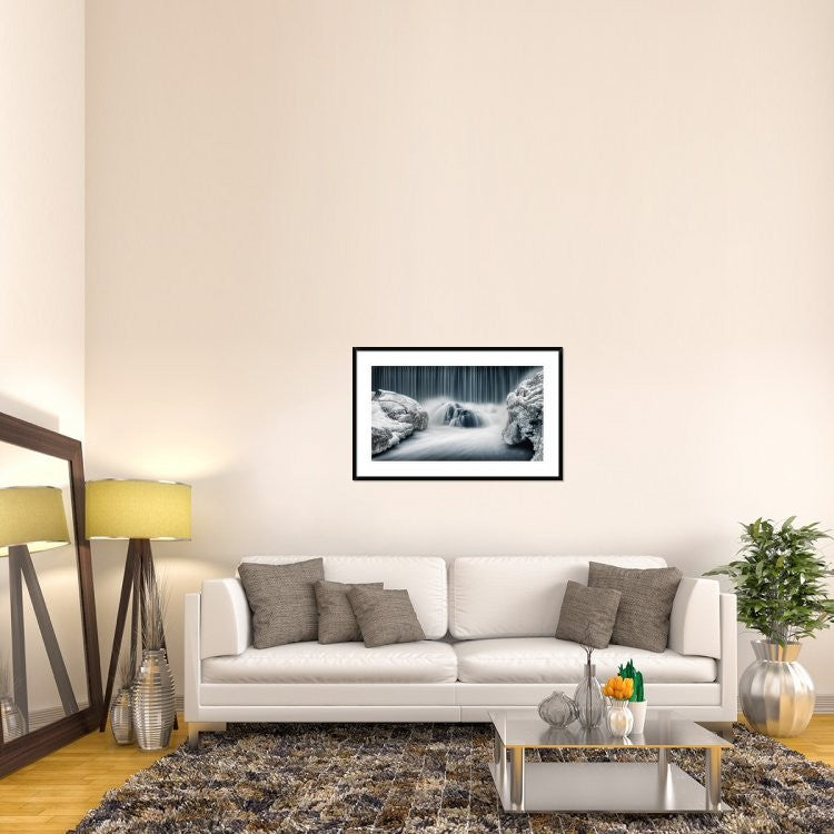 "Icy Falls" Framed Digital Print by Keijo Savolainen, 44x28"