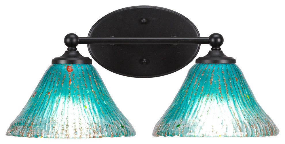 Capri 2-Light Bath Bar, Matte Black/Teal Crystal