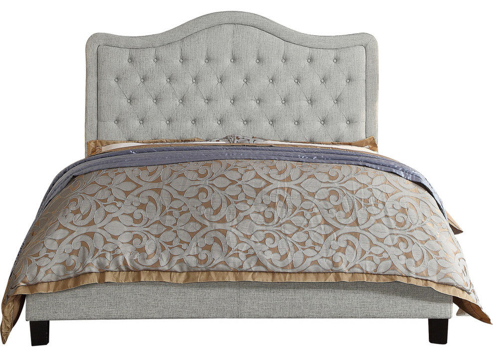 Aurora Queen Upholstered Panel Bed, Gray, Full