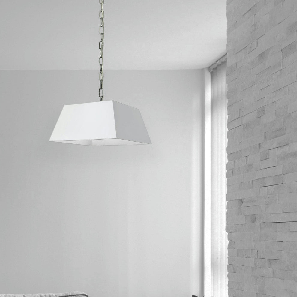 1 Light Small Polished Chrome Milano Pendant White Shade