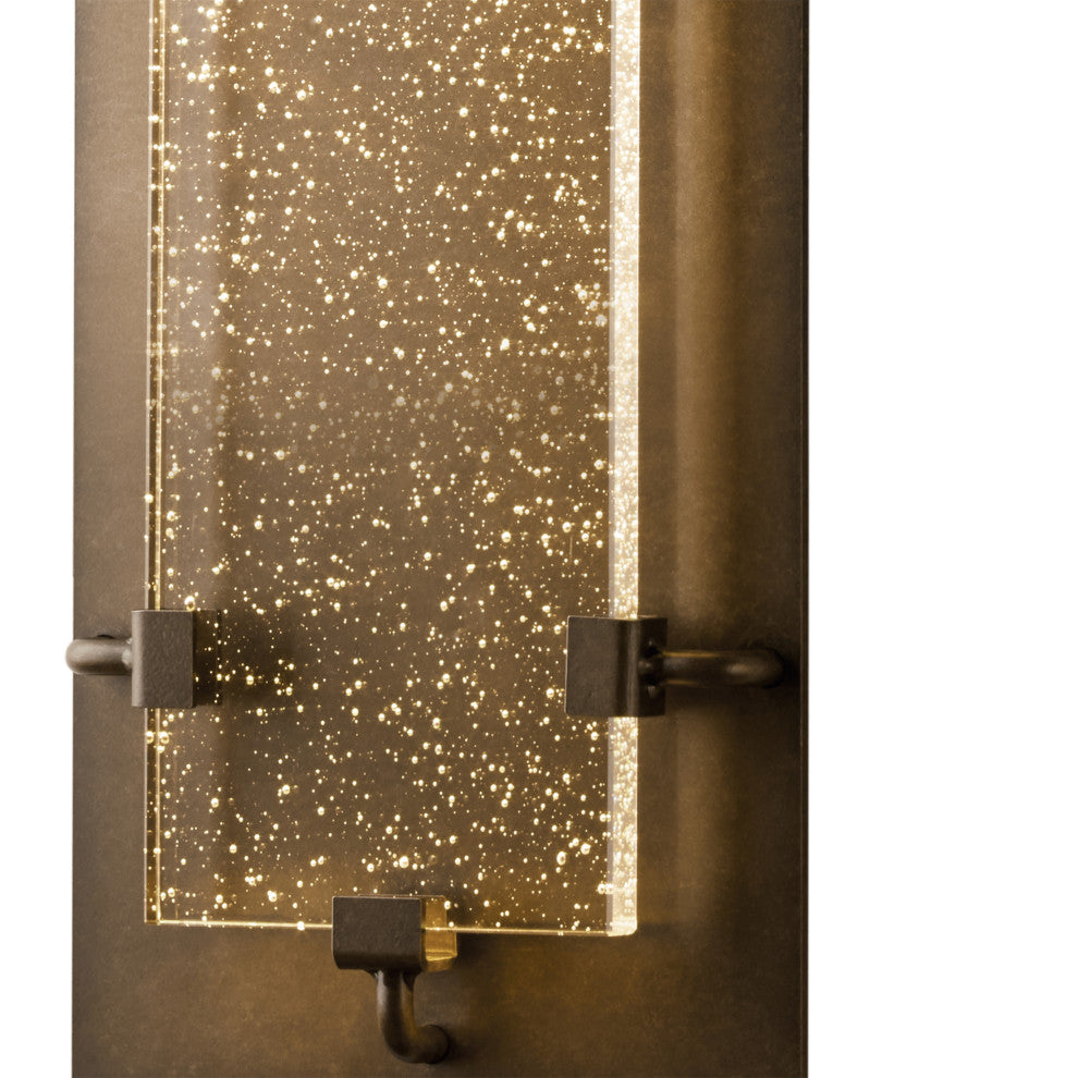 Ursa Small LED Outdoor Sconce, Coastal Dark Smoke Finish, Seeded Clear Glass