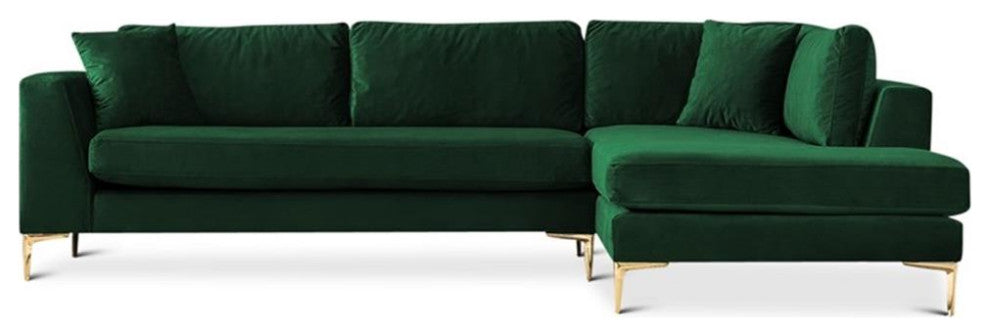 Mila Green Velvet Modern Living Room Corner Sectional Couch