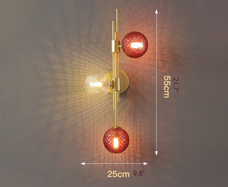 Mieres | Luxury Minimalist Glass LED Wall Lamp, Red + White, Right