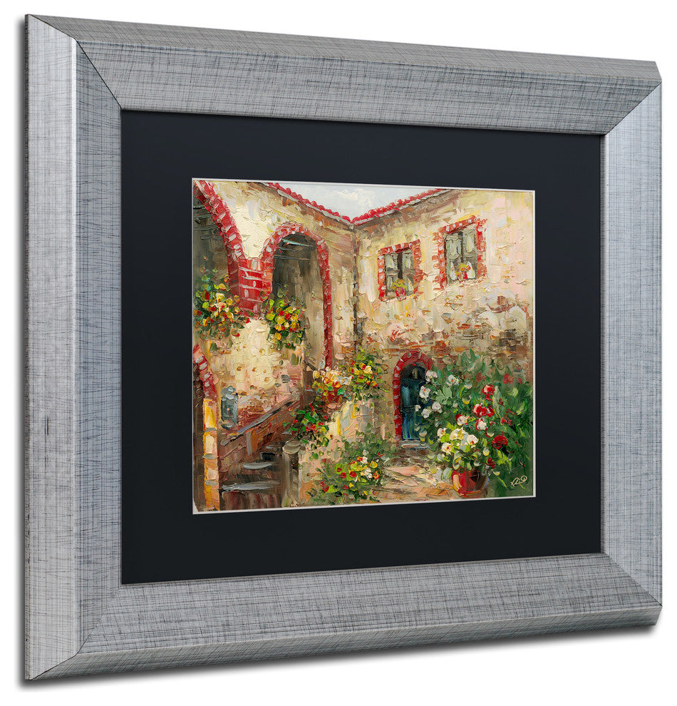 'Tuscany Courtyard' Silver Framed Canvas Art by Rio