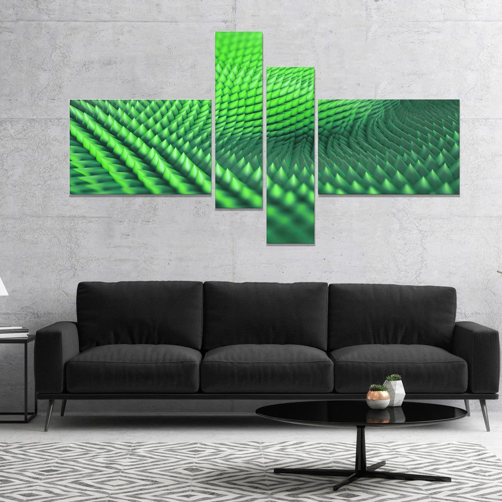 Green 3D Spiny Texture, Abstract Canvas Art Print, 60"x32", 4 panels