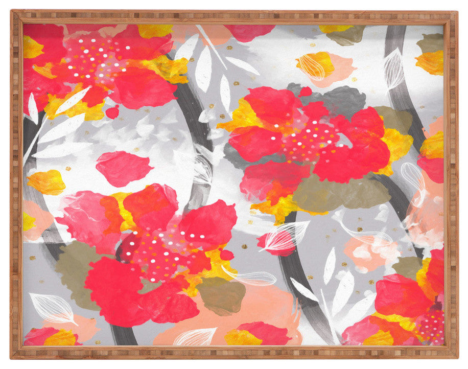 Marta Barragan Camarasa Paint Abstract Flowers Rectangular Tray, 18"x14"