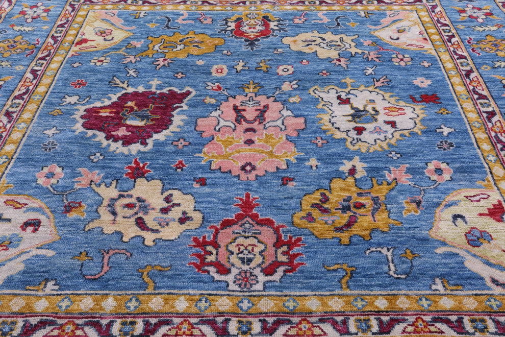 9' Square Handmade Turkish Oushak Wool Rug - Q13318