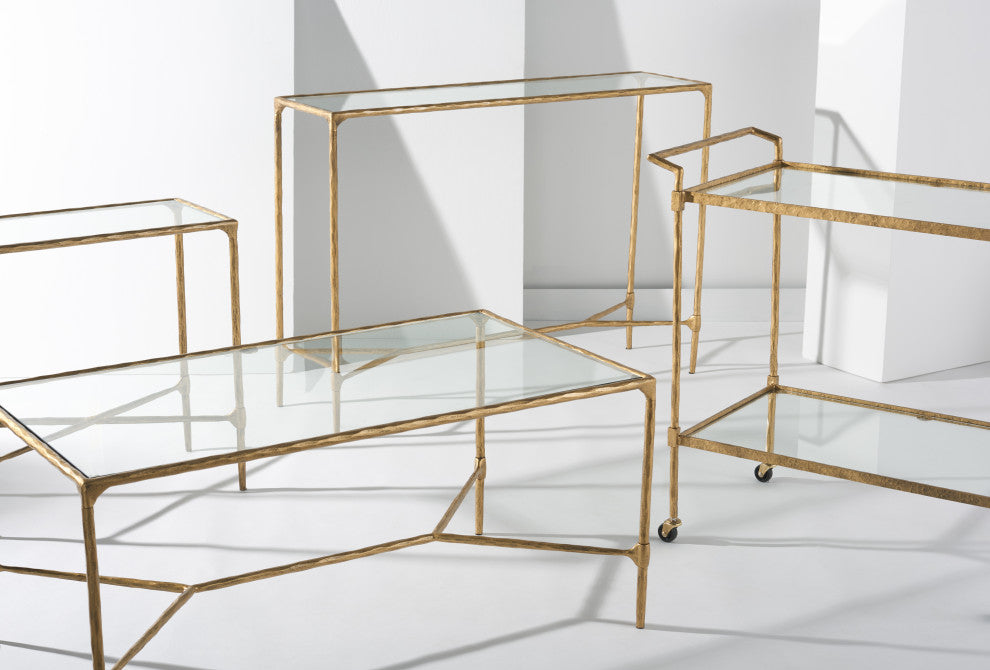 Safavieh Couture Isabellina Metal Console Table, Brass / Clear