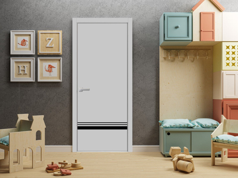 Solid French Door 36 x 84 | Planum 0012 Grey Matte with| Bathroom