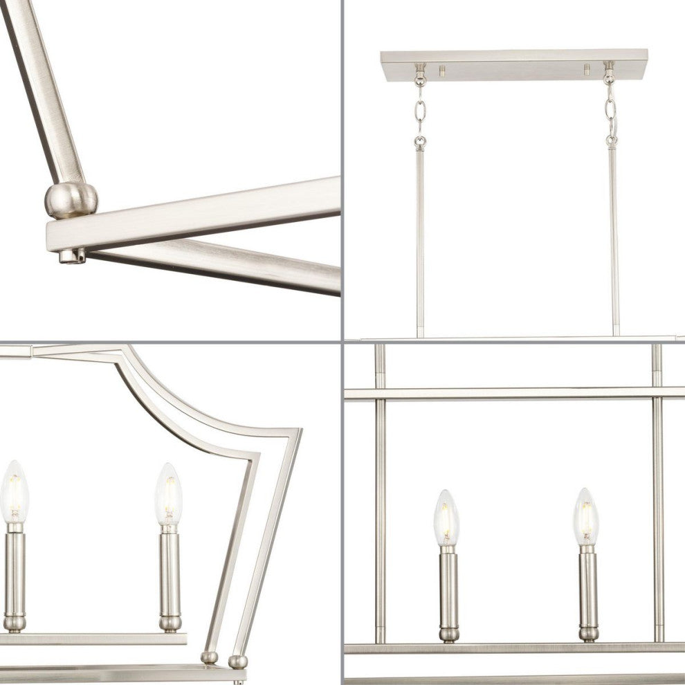 Parkhurst Collection Six-Light Brushed Nickel Linear Island Chandelier Light