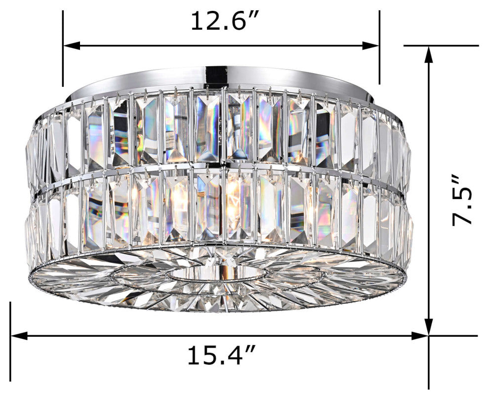 Abigil 4-Light Chrome Crystal Glass Prism Flush Mount