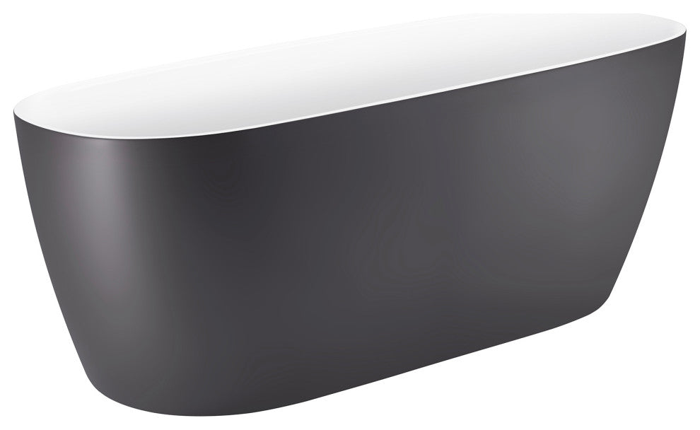 59" Acrylic Single Slipper Flatbottom Non-Whirlpool Bathtub, Gray