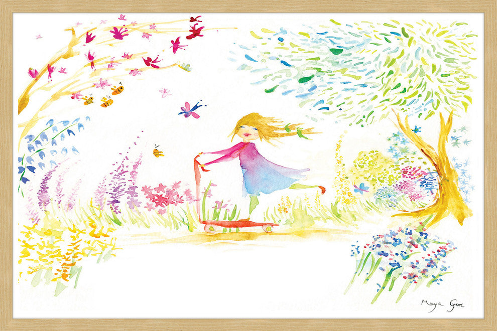 Marmont Hill, "Girl at Park" by Maya Gur Framed Painting Print, 36x24