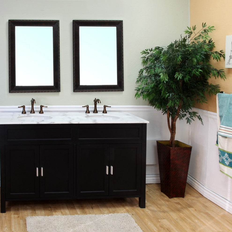 60" Double Sink Vanity-Wood-Ebony