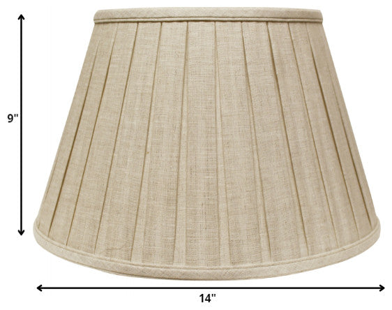 14" Cream Slanted Paperback Linen Lampshade With Box Pleat