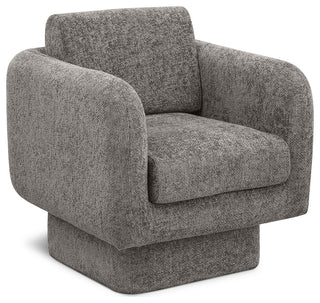 Alessandra Cream Chenille Fabric Swivel Accent Chair, Grey