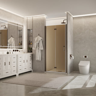 ExBrite Frameless Bifold Shower Door, Brown Glass, 36"x72"