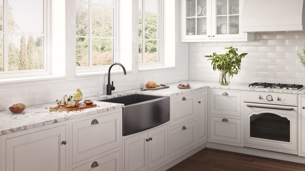 36-inch Farmhouse Sink - Gunmetal Black Matte Stainless Steel - RVH9880BL