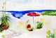 Betsy Drake Red Beach Umbrella Outdoor Wall Hanging 24x30