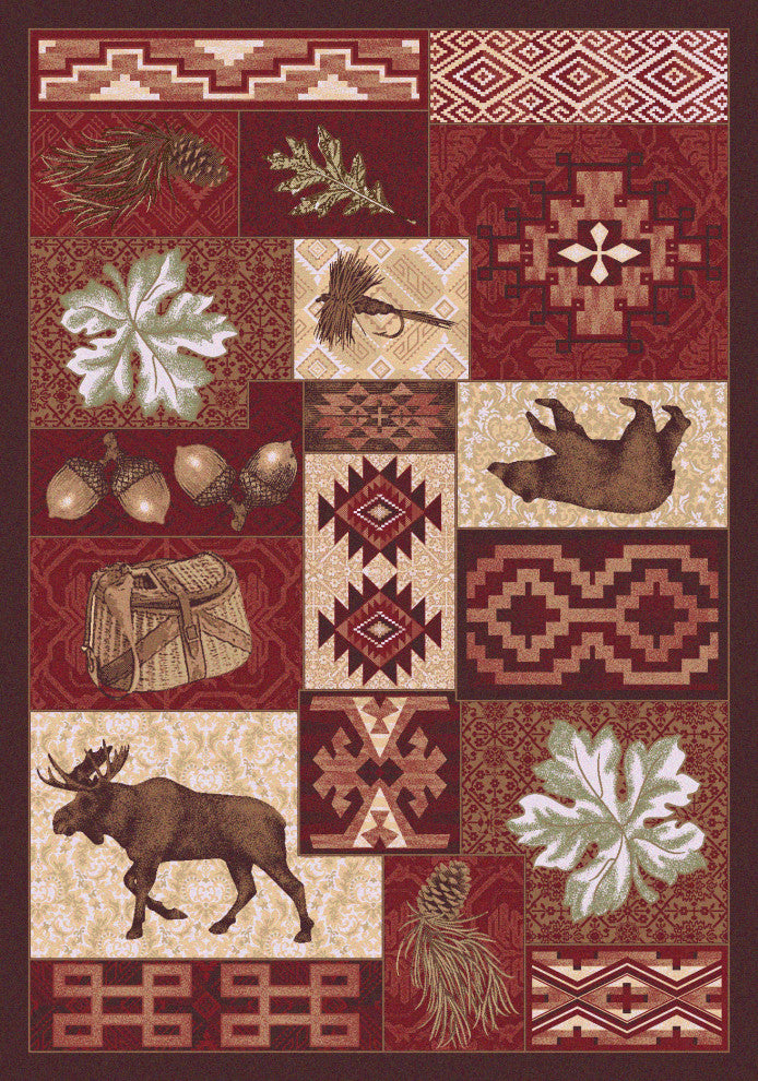 Bear Creek Lodge, Red, 4'x5'
