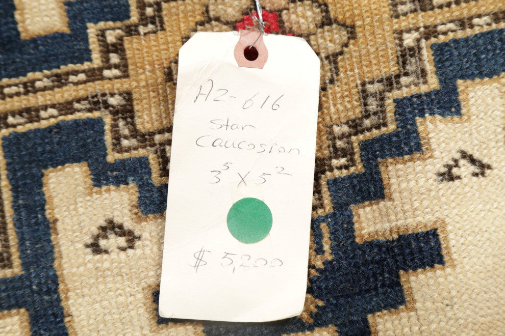 Consigned, Southwestern Antique Traditional Handmade Area Rug, Beige, 4x5