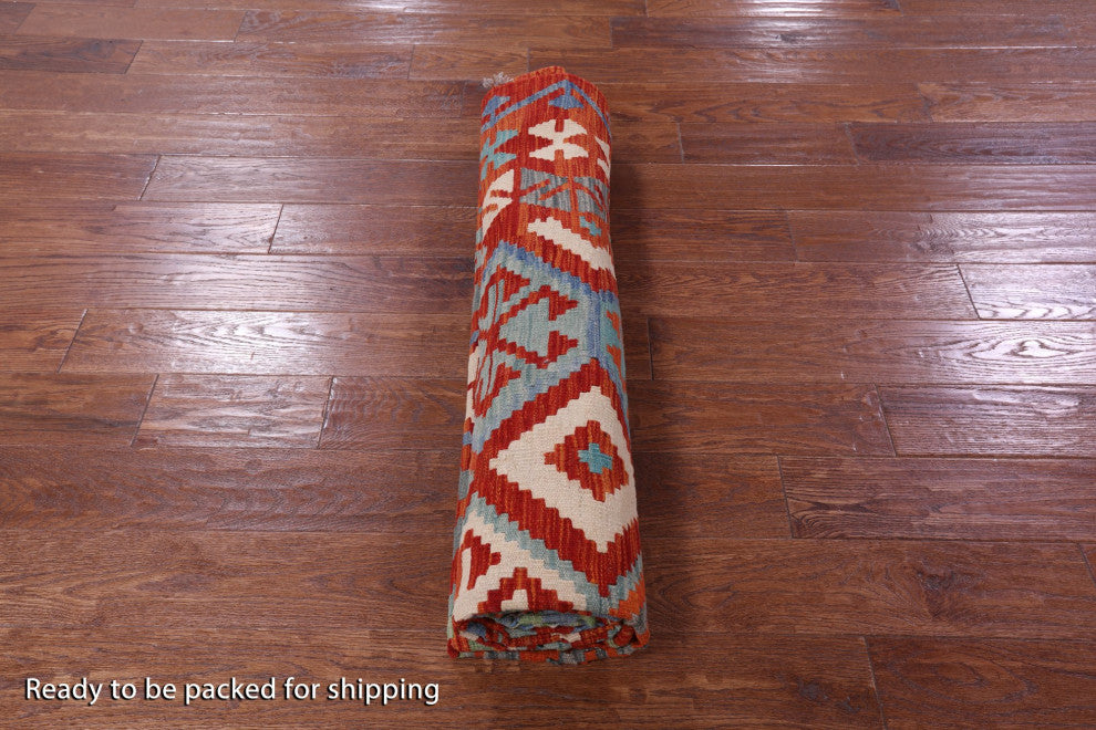6' 5" X 9' 10" Flat Weave Kilim Reversible Wool On Wool Rug - Q12547