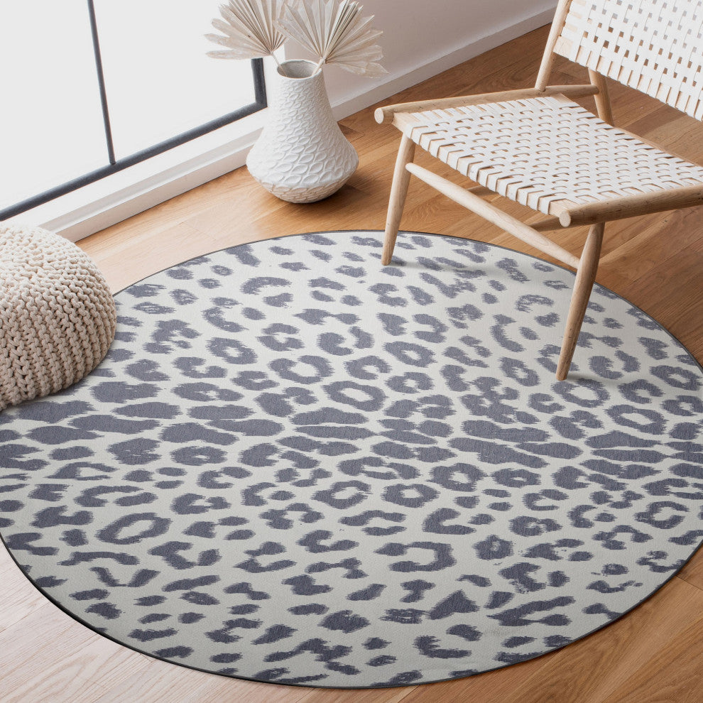 My Magic Carpet Washable Rug Miya Leopard Gray, 6' X 6'