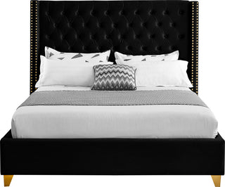Barolo Velvet Upholstered Bed, Black, King