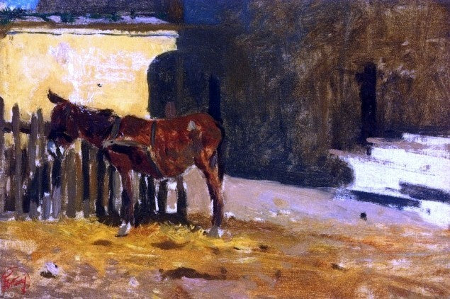 Mariano Fortuny Y Marsal A Burro on the Patio, 18"x27" Wall Decal