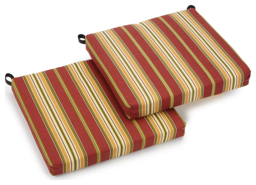 20"x19" Spun Polyester Chair Cushion, Set of 2, Kingsley Stripe Ruby