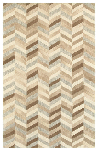 Isadora Hand-tufted Wool Neutral Chevron Beige/Gray Area Rug, 10'x13'