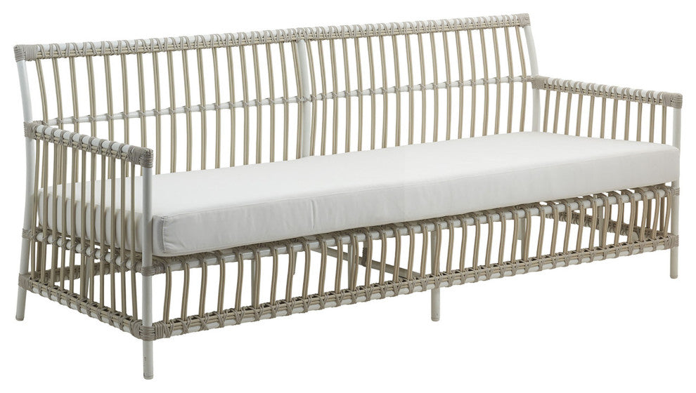 Caroline Exterior 3-Seater Sofa, Dove White, Sunbrella Sailcloth Cushions