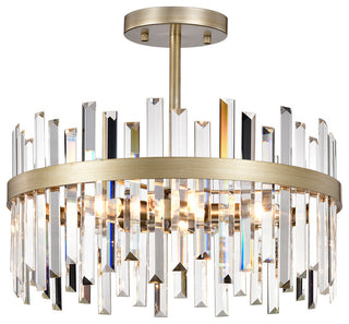 Eva Brushed Silver-ish Champagne Drum Crystal Prism Flush Mount