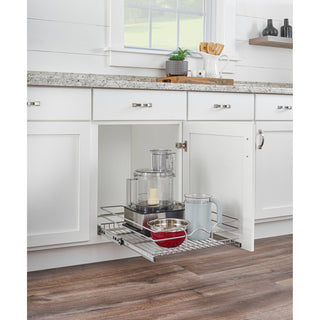 Single Tier Bottom Mount Pull Out Steel Wire Organizer, 17.75"