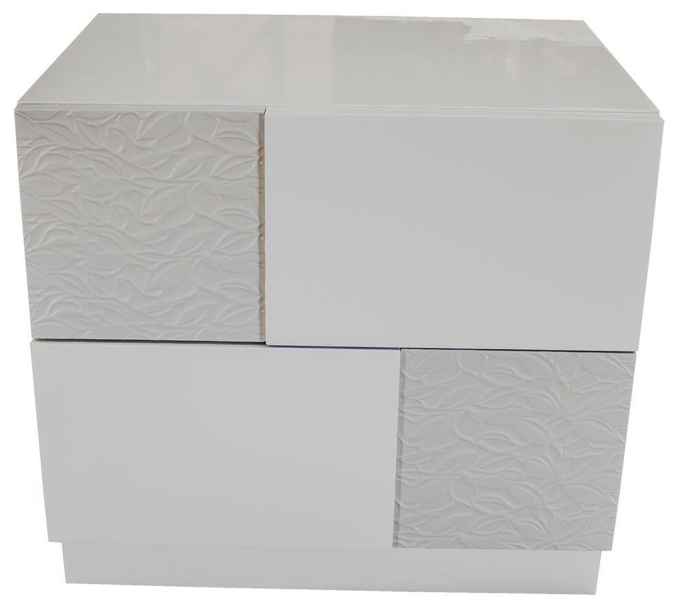 Naple, Gray Silver Line 2-Drawer Nightstand