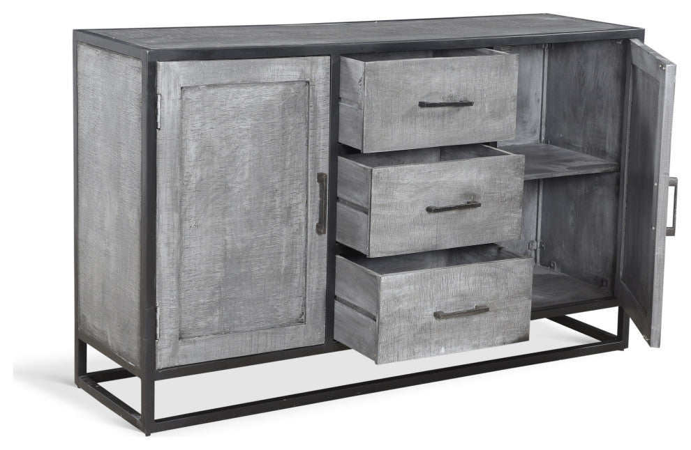 Raven Mango Wood Sideboard With Black Iron