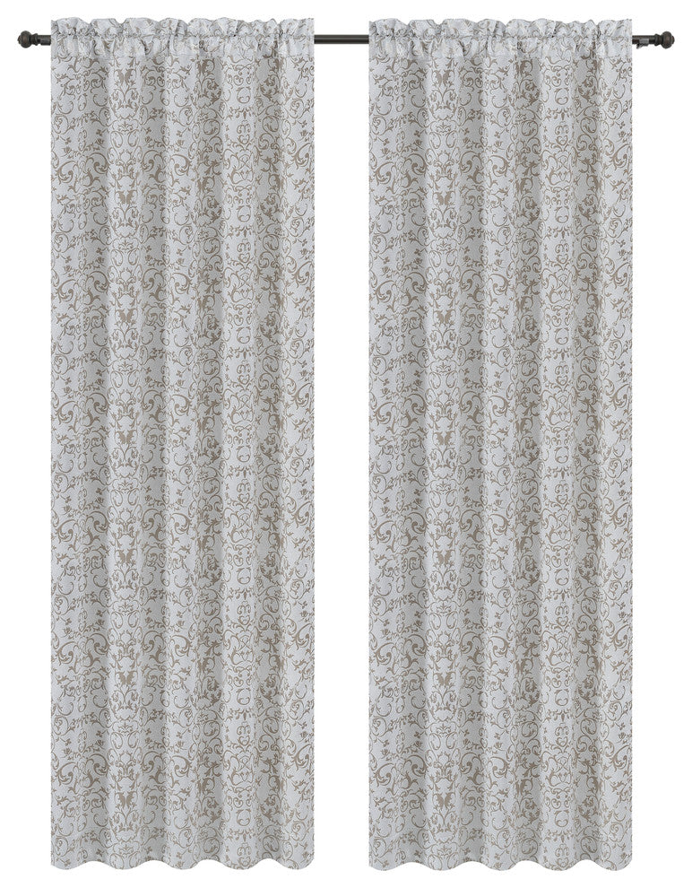 Jacquard Vine Drapery Curtain Panels, Natural, 50"x63", Set of 2