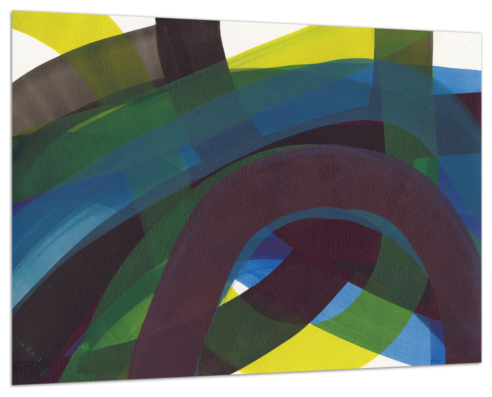 "Pigment Play II" Frameless Free Floating Tempered Glass Panel Graphic Wall Art