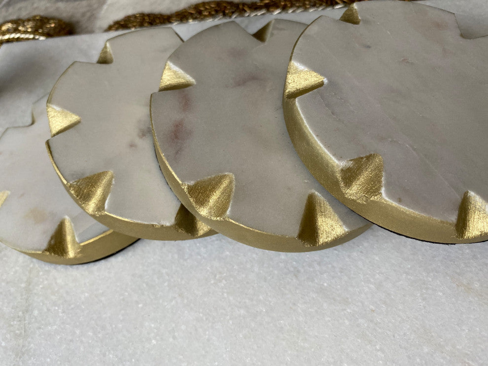 Marble Coaster Set of 4 with Gold Edged