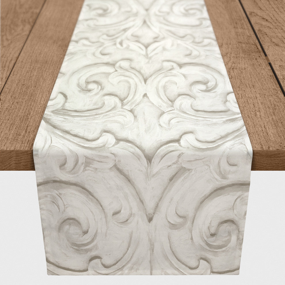Ornate Carved Pattern 16x90 Cotton Twill Runner